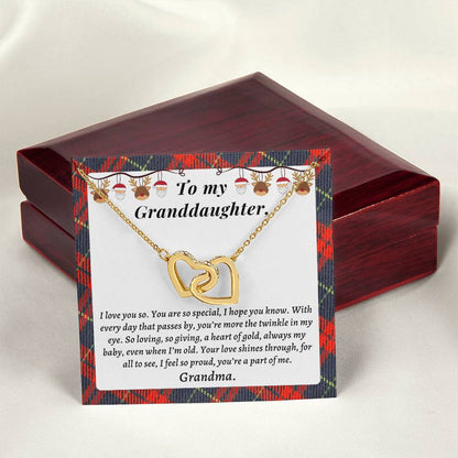 Christmast Gift To Granddaughter - Your Love Shines Through For All To See I Feel So Proud You’Re A Part Of Me. Interlocking Hearts Necklace