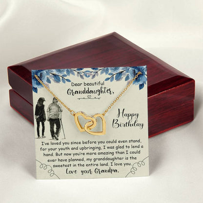 Dear Beautiful Granddaughter Interlocking Hearts Necklace