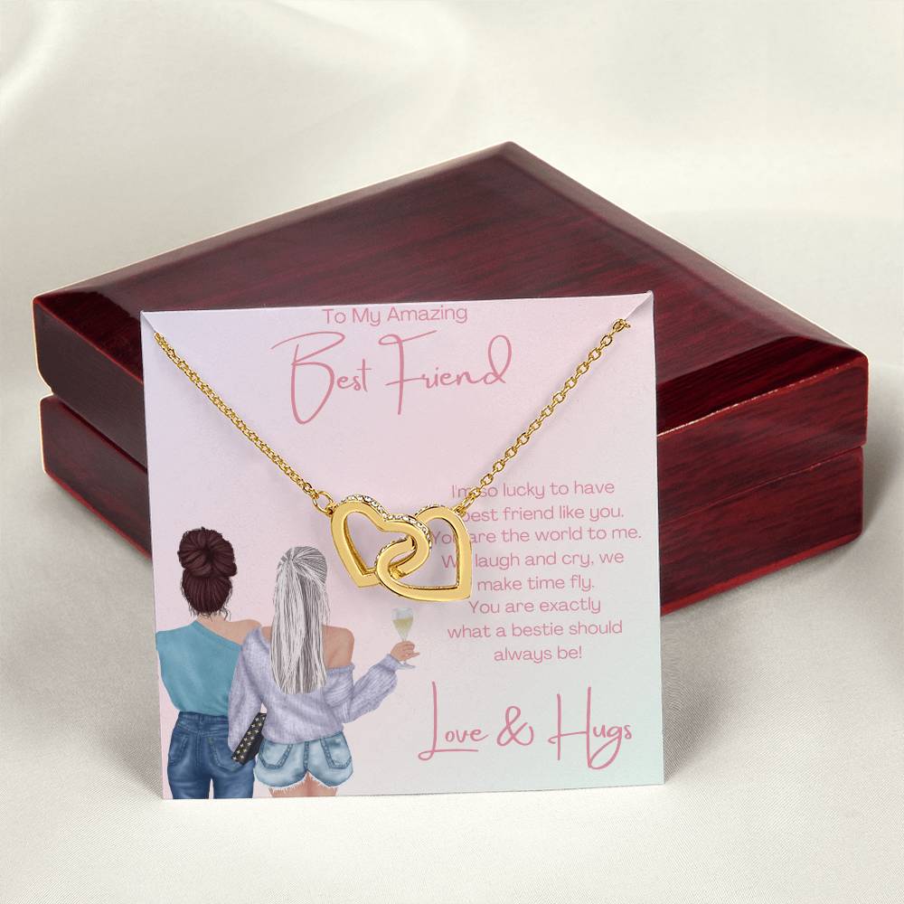 Amazing Best Friend - 2 Hearts Interlocking Hearts Necklace