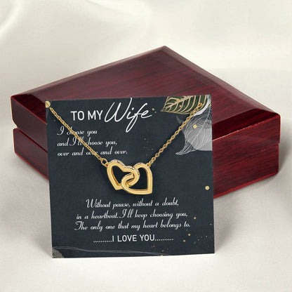 To My Wife Interlocking Hearts Necklace Message Card