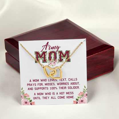 Gift For Army Mom - A Hot Mess - The Interlocking Heart Necklace Interlocking Hearts Necklace