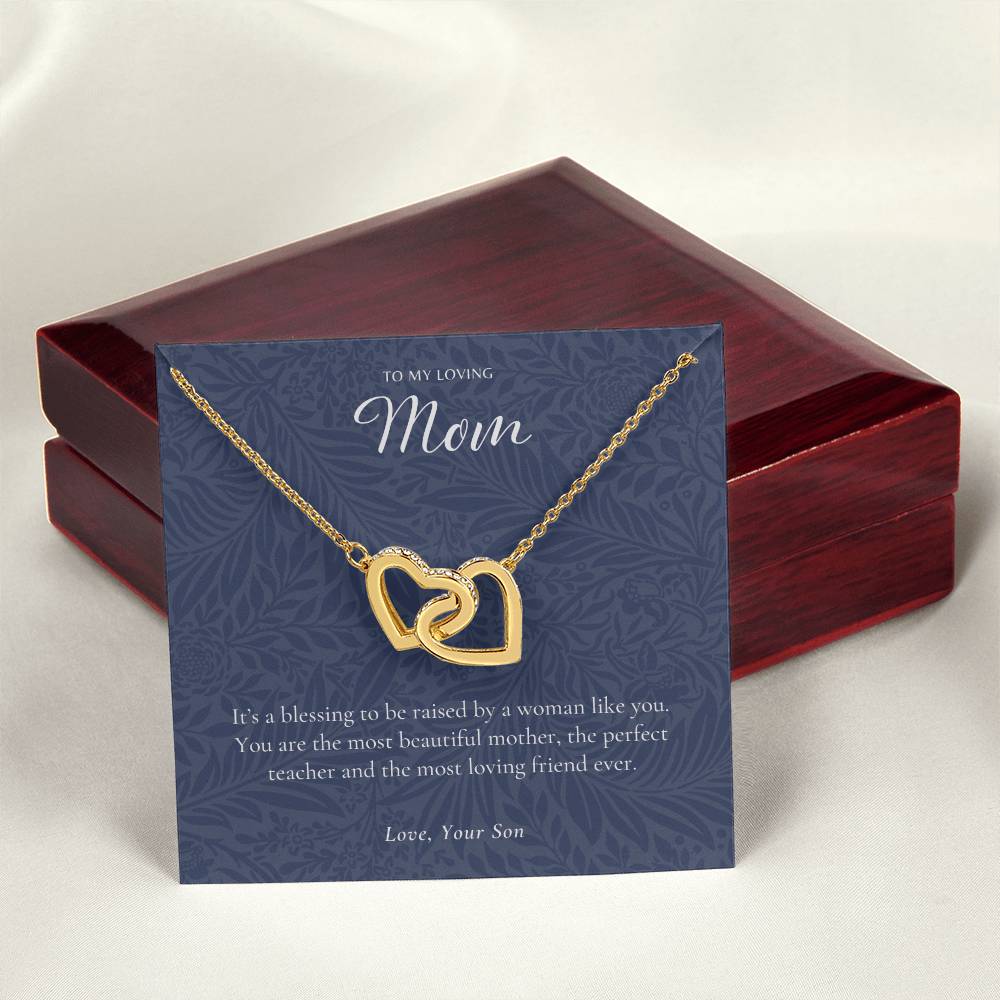 Gift For Mom From Son Mother Necklace From Son Mother'S Day Gift From Son Best Mom Gift Mother'S Birthday Gift Interlocking Hearts Necklace