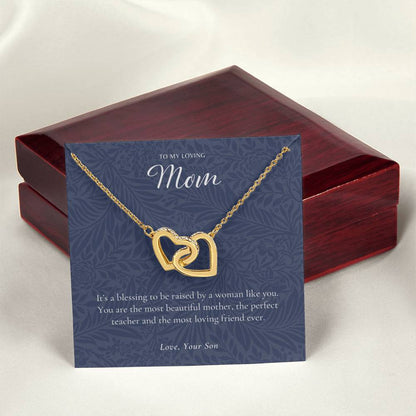 Gift For Mom From Son Mother Necklace From Son Mother'S Day Gift From Son Best Mom Gift Mother'S Birthday Gift Interlocking Hearts Necklace