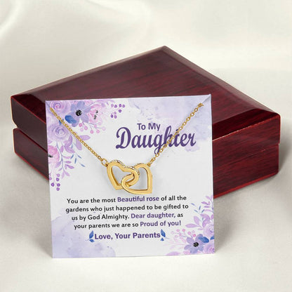 Gift For Daughter From Parents Message Card Necklace Interlocking Hearts Necklace