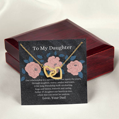 Father To Daughter Hearts As One Necklace Interlocking Hearts Necklace