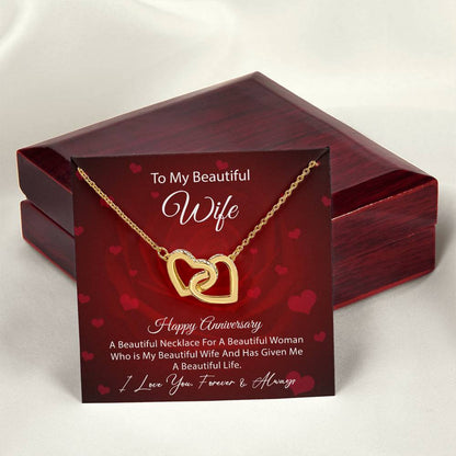 Anniversary Gift For Wife Interlocking Hearts Necklace