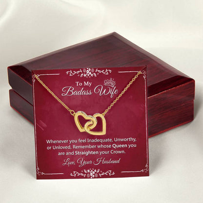 Awesome Gift For Badass Wife - Interlock Heart Necklace Interlocking Hearts Necklace