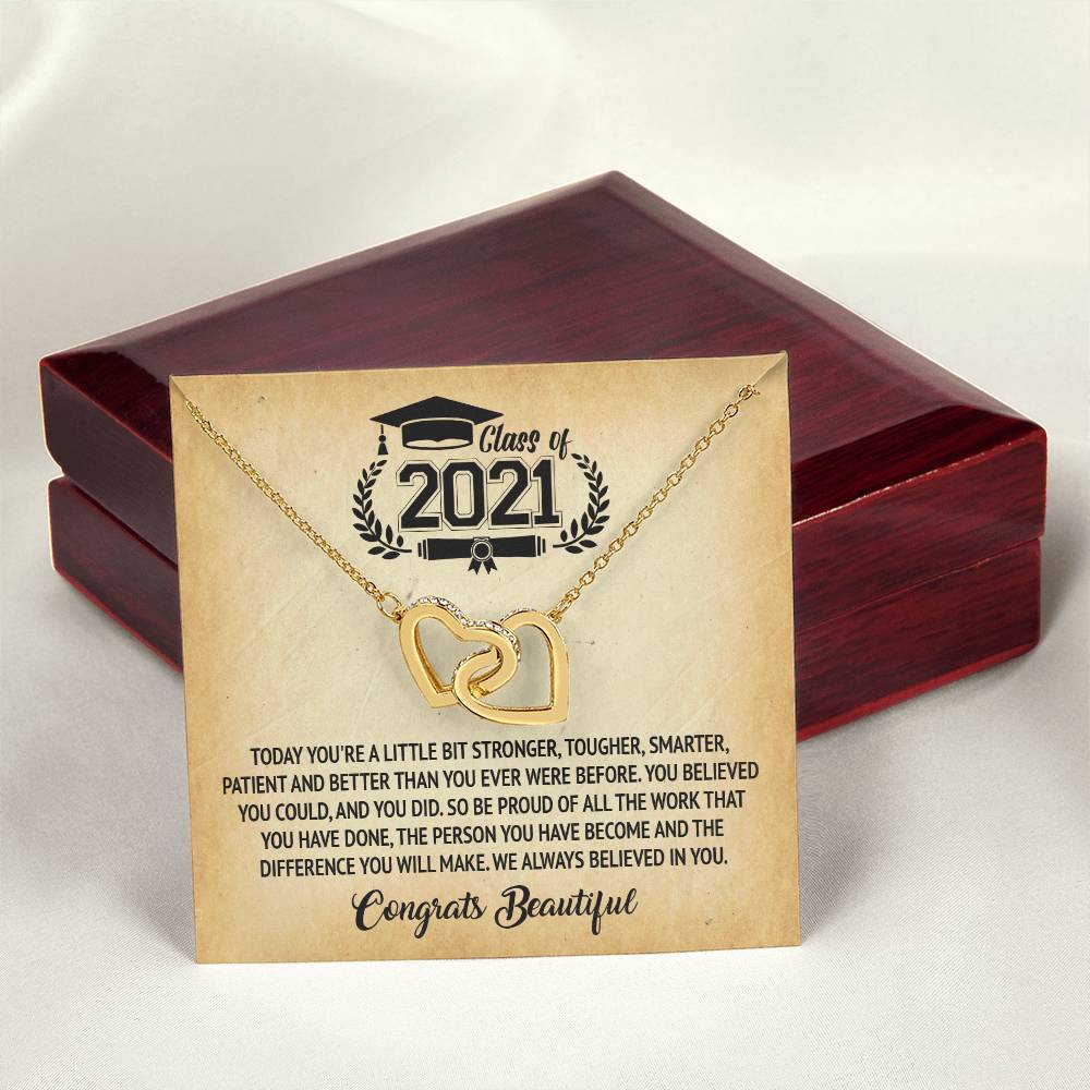 Class Of 2021 - Graduation Interlocking Necklace Interlocking Hearts Necklace