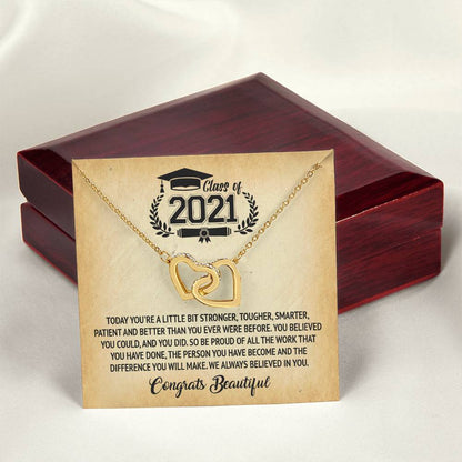 Class Of 2021 - Graduation Interlocking Necklace Interlocking Hearts Necklace