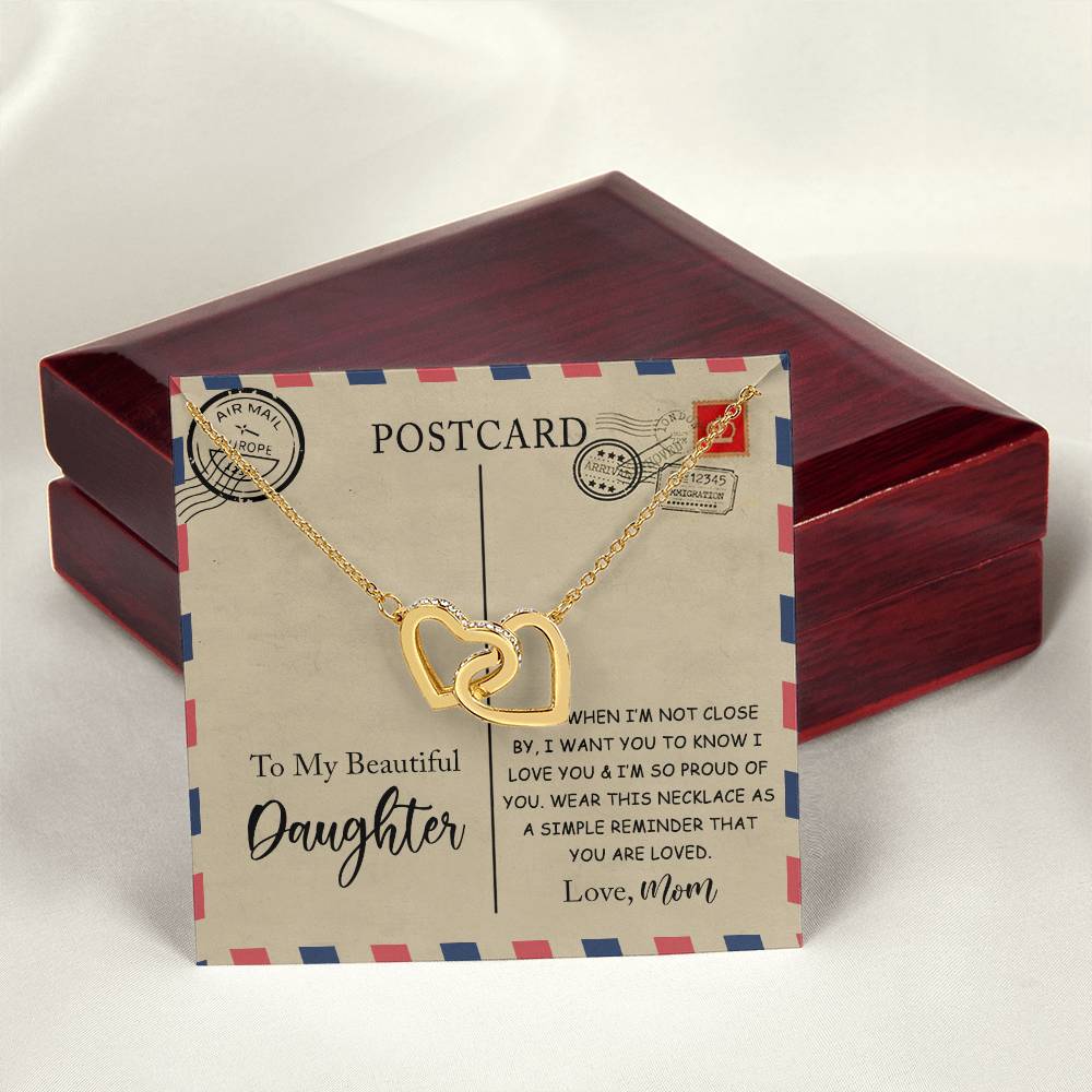 Gift For Daughter A Postcard Card Interlocking Hearts Necklace
