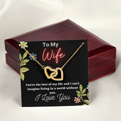 To My Wife Double Hearts Necklacegift For Wifei Love My Wife Love You Husband. Interlocking Hearts Necklace