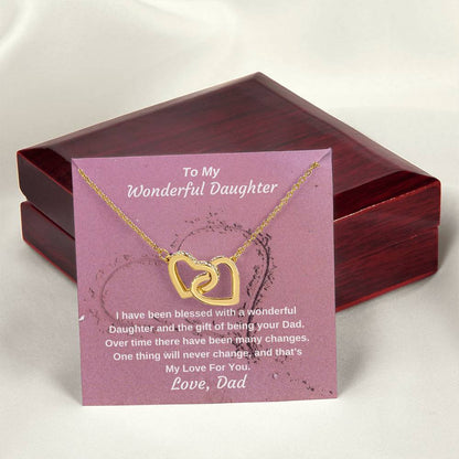 To My Wonderful Daughter Gift Of Being Your Dad Personalized Necklace Gift Interlocking Hearts Necklace