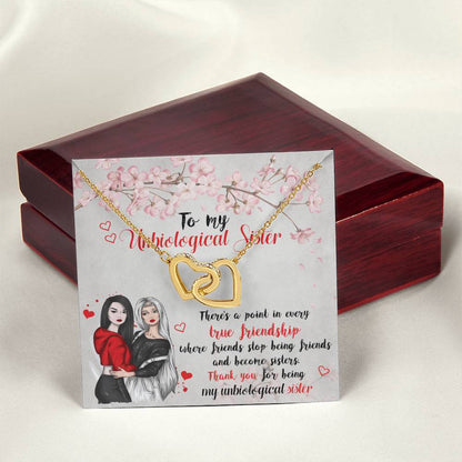 Unbiological Sister Gift-Inter Locking Necklace For Unbiological Sister-Sister Gift Idea-Best Friend Necklace Gift Idea Interlocking Hearts Necklace