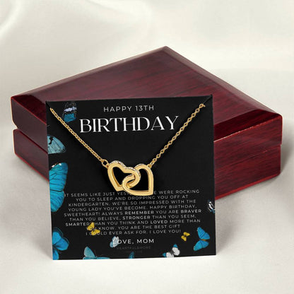 Gift For 13 Year Old Girl Gifts 13Th Birthday Girl 13Th Birthday Gift Thirteenth Birthday Necklace Teen Birthday Gift Official Teenager Interlocking Hearts Necklace