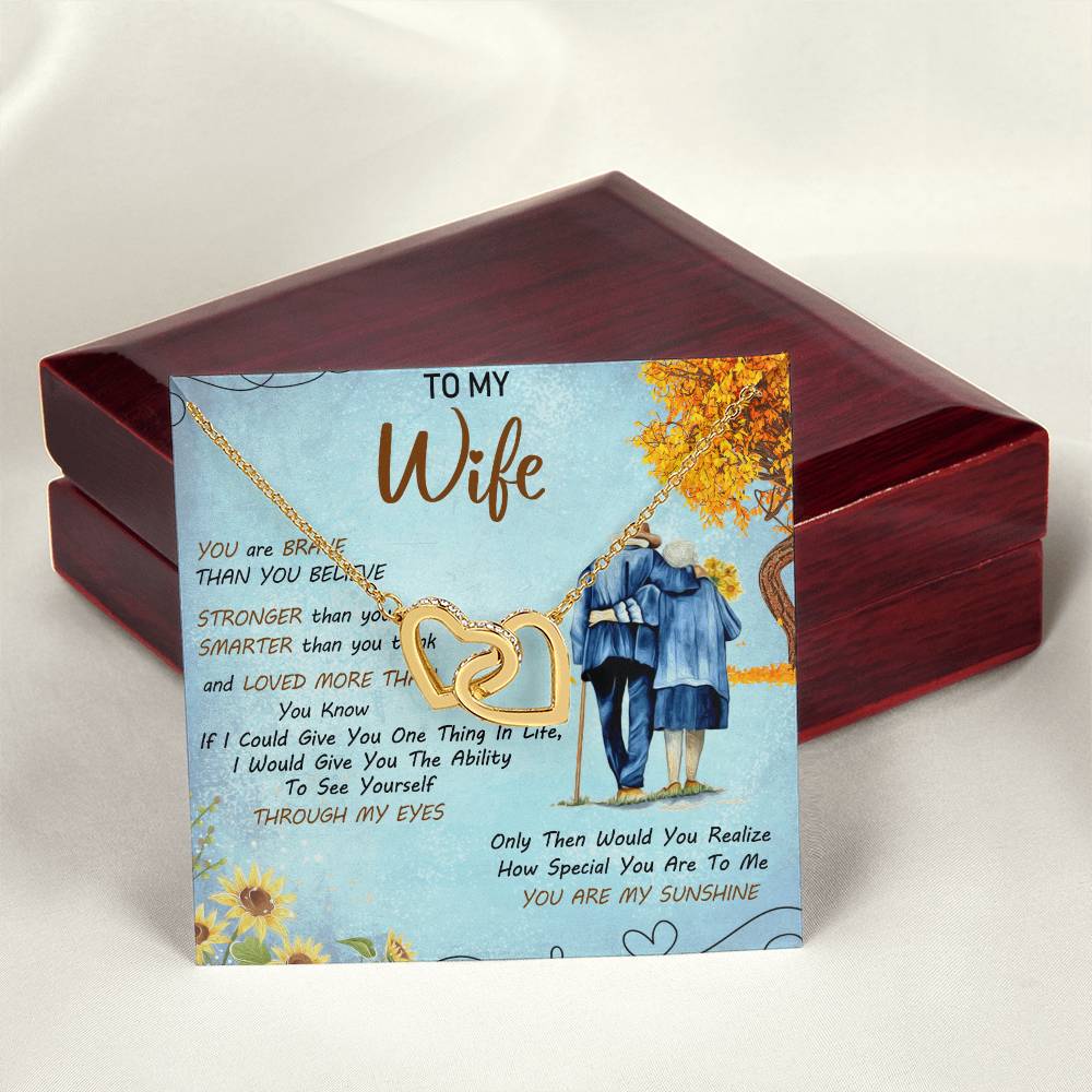 To My Wife Interlocking Hearts Necklace Message Card