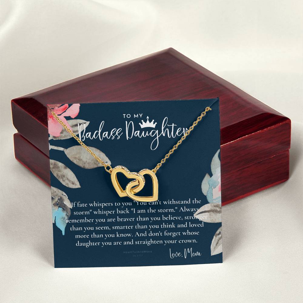 Daughter Gift From Mom Heart Necklace Daughter Gift Interlocking Necklace To Daughter Daughter Graduation Birthday Gift Necklace Interlocking Hearts Necklace