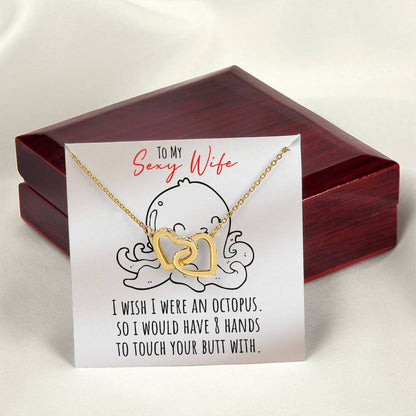 Funny Message Card With Awesome Necklace For Sexy Wife - Interlocking Heart Necklace Interlocking Hearts Necklace