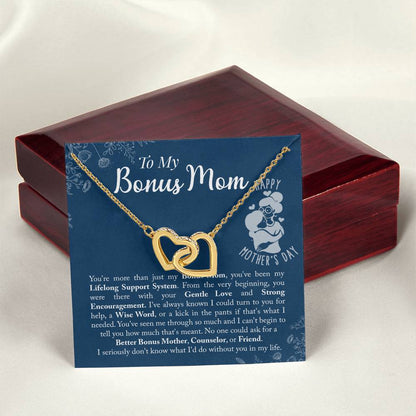 Bonus Mom - You'Ve Been My Lifelong Support System Interlocking Hearts Necklace