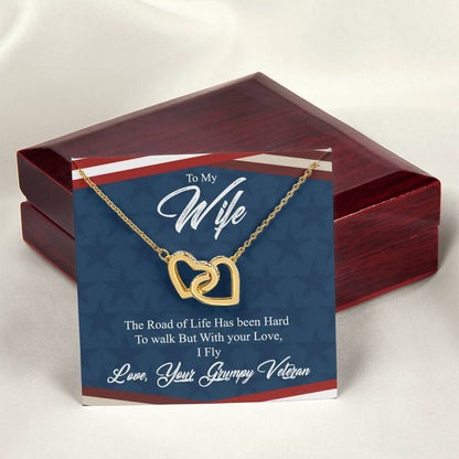 To My Wife-With Your Life I Fly-Interlocking Necklace Interlocking Hearts Necklace