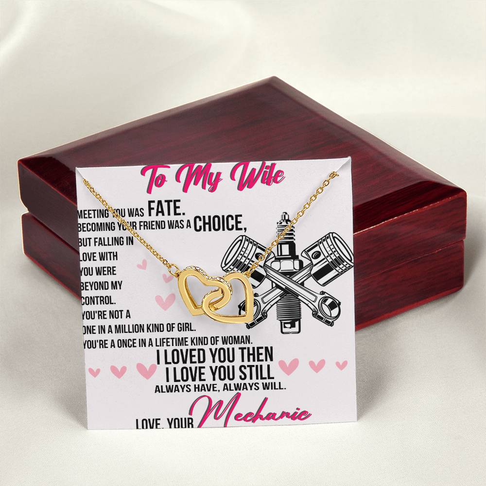 To My Wife Interlocking Hearts Necklace Message Card