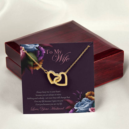 To My Wife Necklace Gift Set Interlocking Hearts Necklace