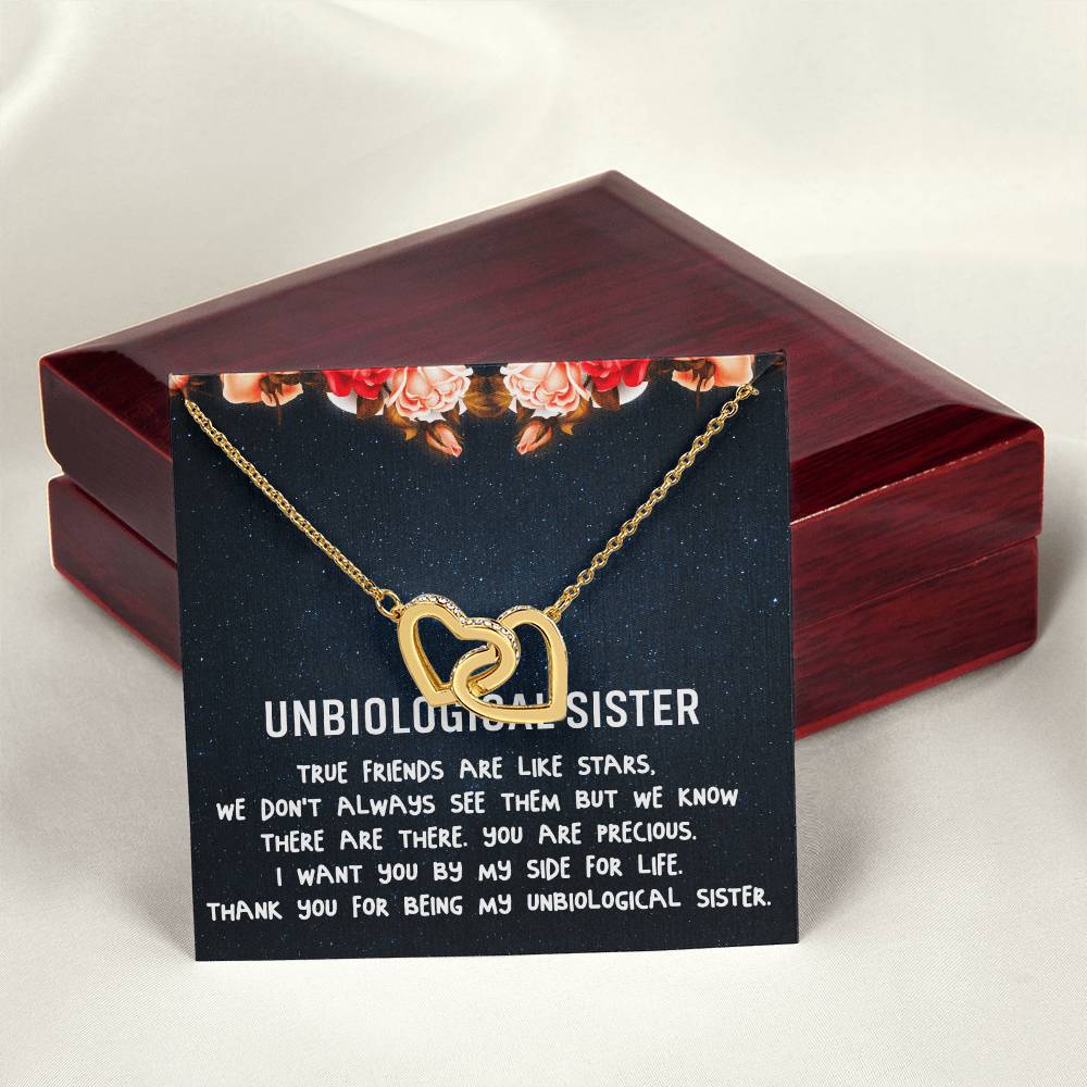 Unbiological Sister Necklace Soul Sister Best Friend Gift Step Sister Gift Interlocking Hearts Necklace