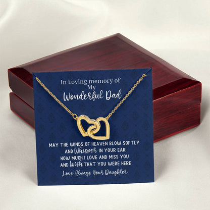 Dad Remembrance - 2 Hearts Necklace - Love Daughter Interlocking Hearts Necklace