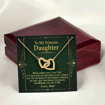 Gift For Daughter From Dad - Interlock Heart Necklace Interlocking Hearts Necklace