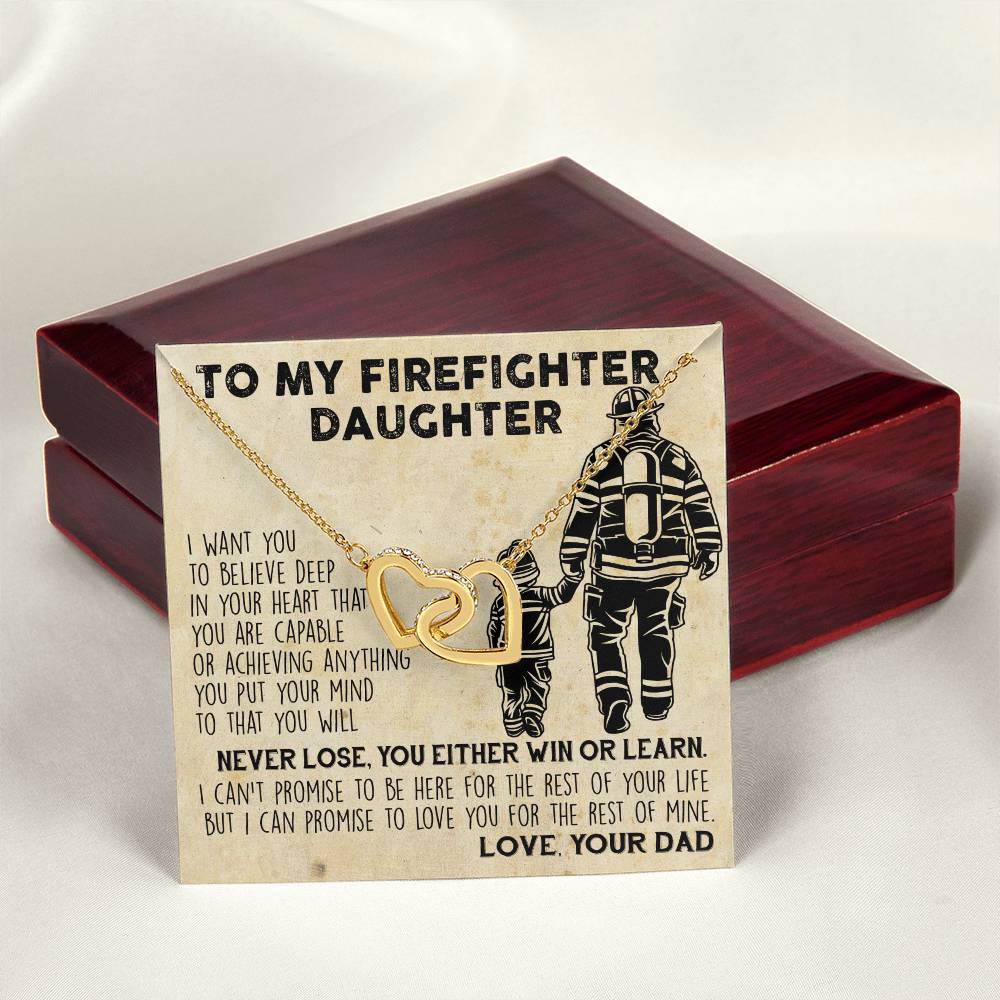 Firefighter Daughter Gift To Firefighter Daughter Gift From Dad Firefighter Daughter Necklace Interlocking Hearts Necklace