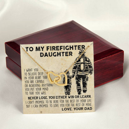 Firefighter Daughter Gift To Firefighter Daughter Gift From Dad Firefighter Daughter Necklace Interlocking Hearts Necklace