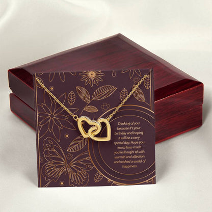 Birthday Edition Wishing You A World Of Happiness Mom! - Interlocking Hearts Necklace