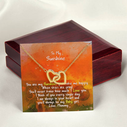 Daughter My Sunshine Locked Hearts Necklace Interlocking Hearts Necklace