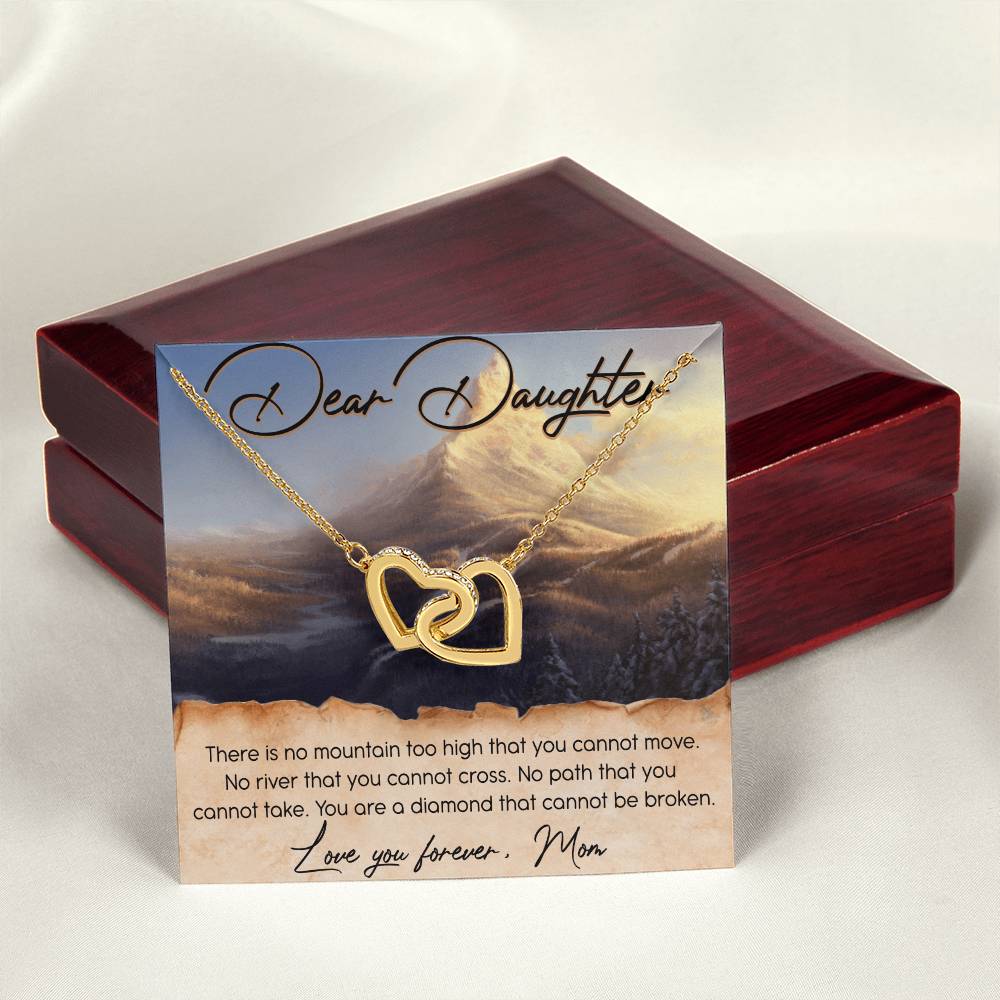 Dear Daughter Interlocking Hearts Necklace Message Card