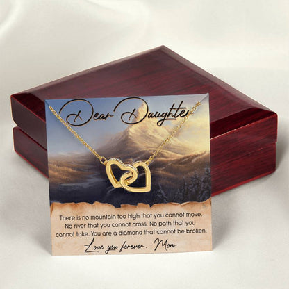 Dear Daughter Interlocking Hearts Necklace Message Card