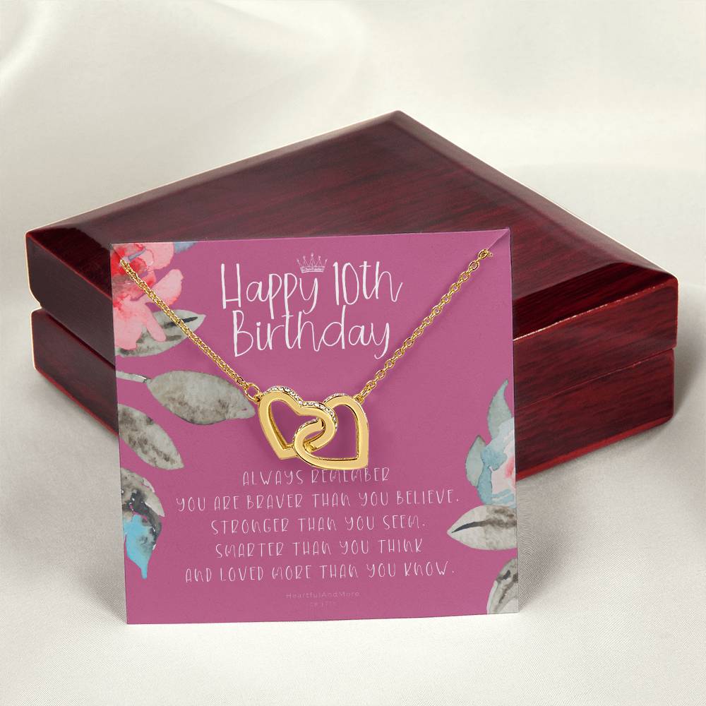 10Th Birthday Gift For Girl Birthday Gift For 10 Year Old Tenth Birthday Birthday Gift Little Girl Personalized Necklace Heart Necklace Interlocking Hearts Necklace