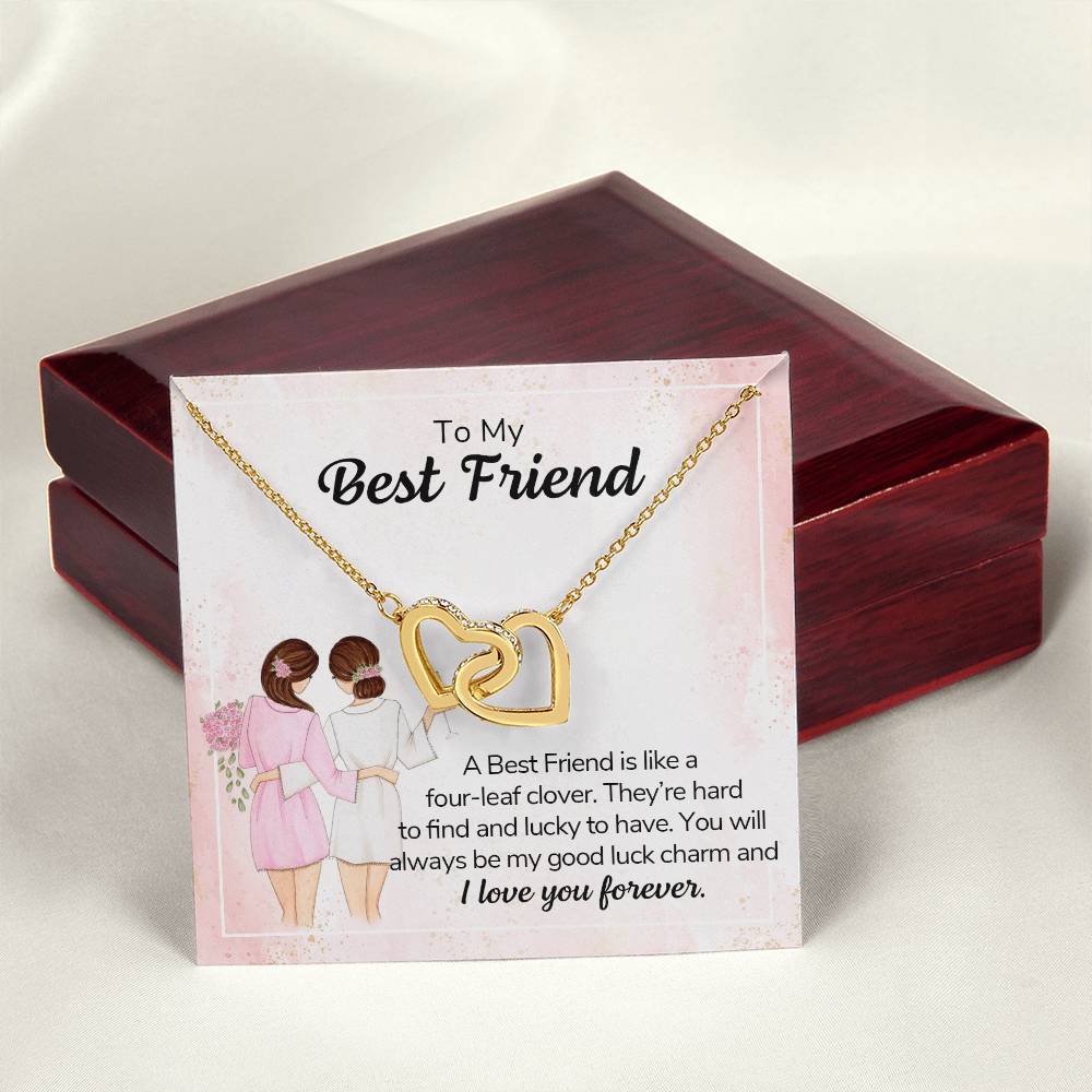 A Best Friend Is Like A Four-Leaf Clover - Necklace Interlocking Hearts Necklace