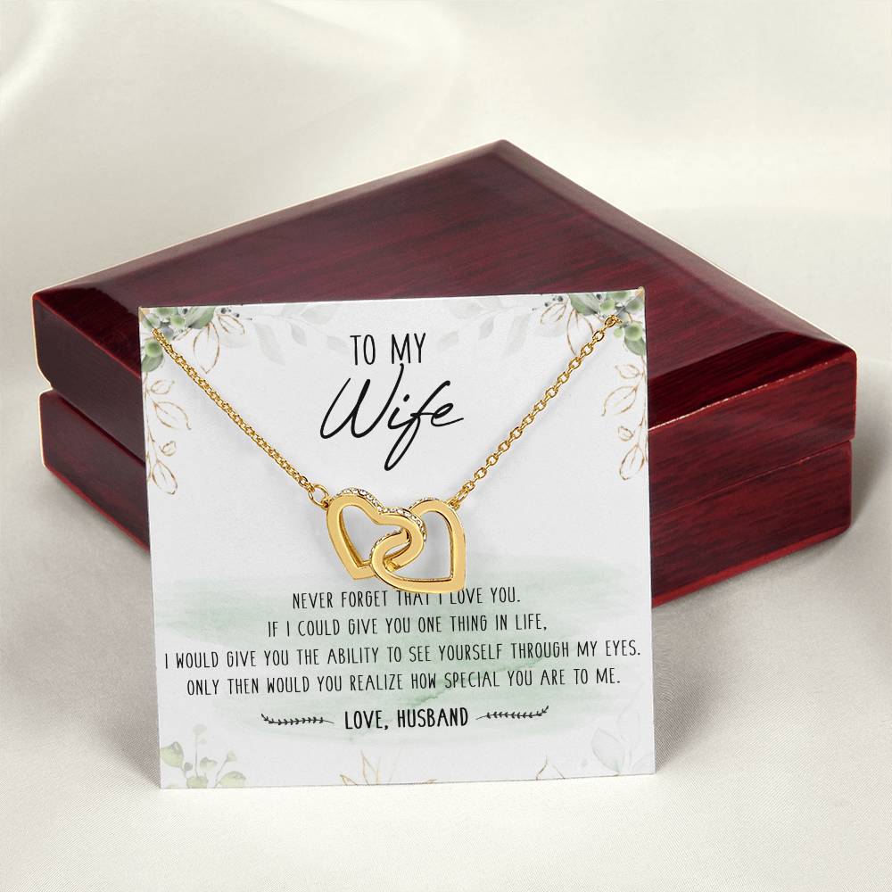 To My Wife Interlocking Hearts Necklace Message Card