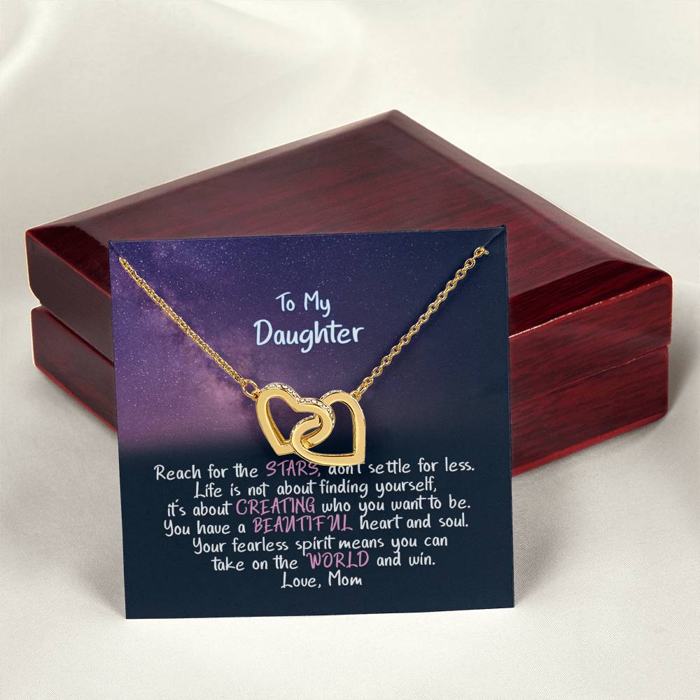 Daughter Reach For The Stars - Hearts Necklace Interlocking Hearts Necklace