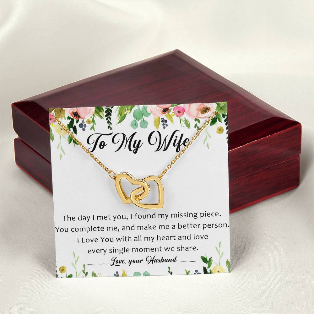 To My Wife Interlocking Hearts Necklace Message Card