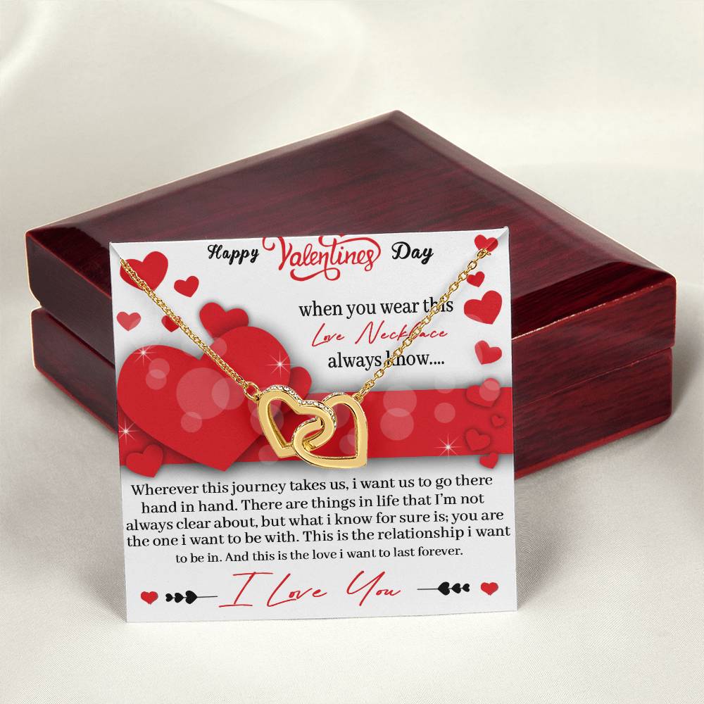 Valentines Day Love Necklace - Gift Interlocking Hearts Necklace