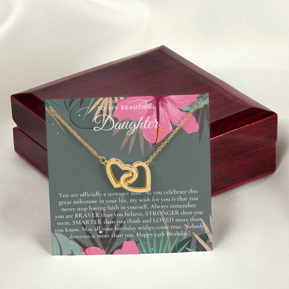 Gift For 13 Year Old Girl Gifts 13Th Birthday Girl 13Th Birthday Gift Thirteenth Birthday Necklace Teen Birthday Gift Official Teenager Interlocking Hearts Necklace