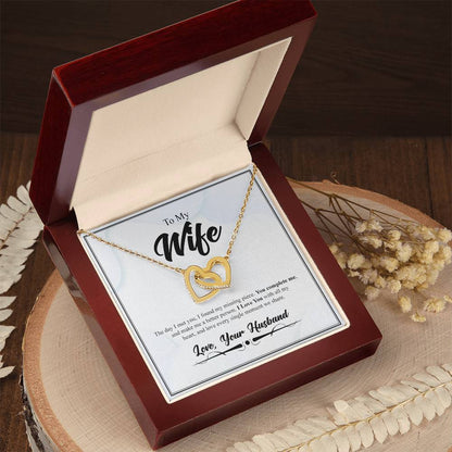 To My Wife- You Complete Me- Interlocking Heart Necklace Interlocking Hearts Necklace