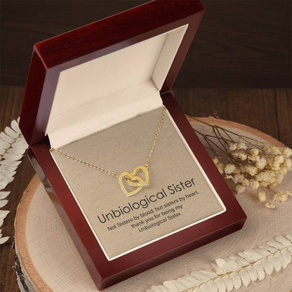 Unbiological Sister Gift Best Friend Necklace Big Little Sorority Soul Sister Bridesmaid Gift Interlocking Hearts Necklace