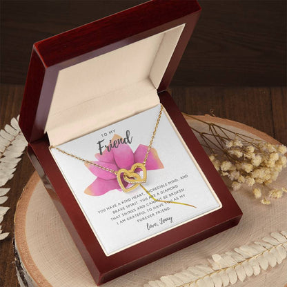 Friend Necklace - Pink Rose Interlocking Hearts Necklace