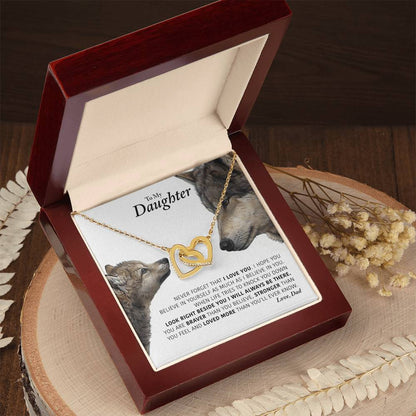 Daughter - I Will Always Be There Dad In Usa Interlocking Hearts Necklace