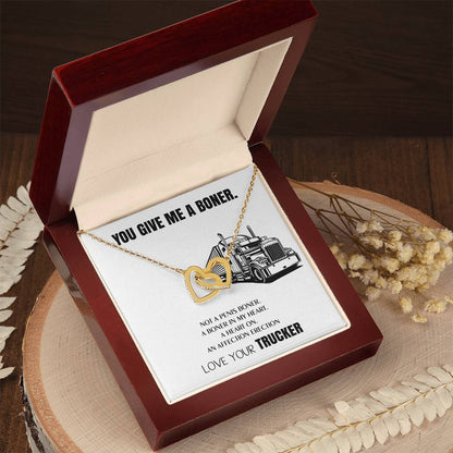Truck Driver Wife Gifts You Give Me A Boner Truck Driver Wife Necklace Trucker Love For Soulmate Interlocking Hearts Necklace
