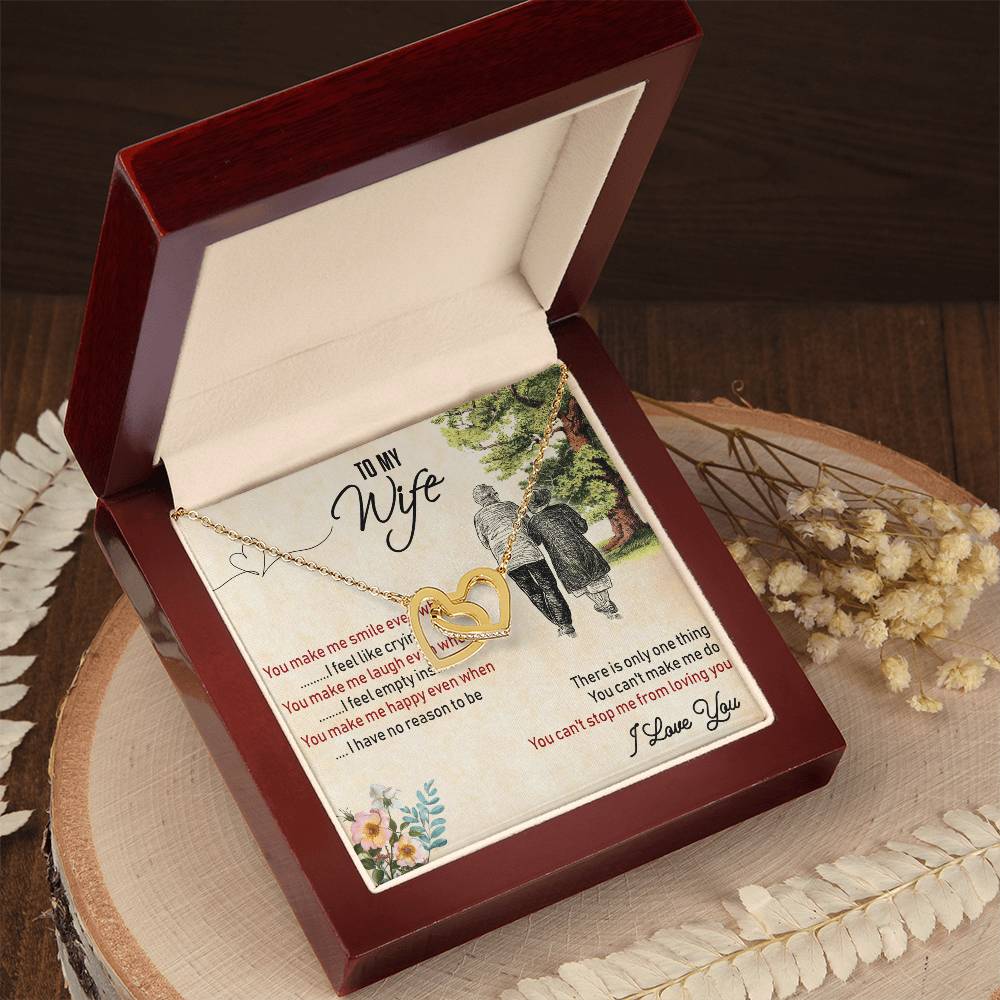 To My Wife Interlocking Hearts Necklace Message Card