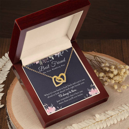 Best Friend Gift On Her Wedding Day Best Friend To Bride Necklace Best Friend Gift To Bride Bride Gift From Maid Of Honor To My Best Friend Interlocking Hearts Necklace