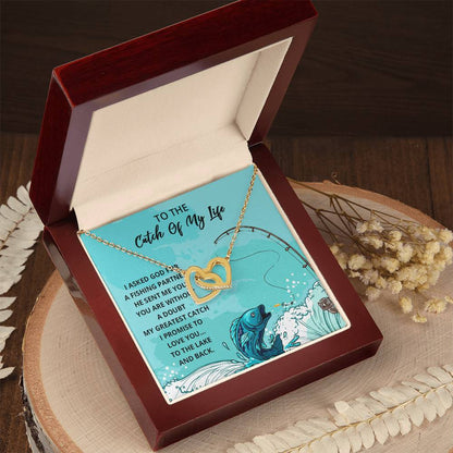 Wife Gift Wife Necklace Infinity Fishing Theme Anniversary Gift For Wife Catch Of My Life Interlocking Hearts Necklace