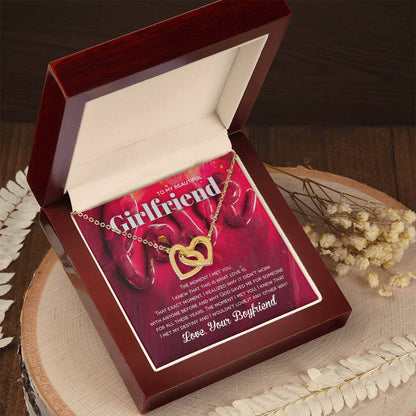 Two Hearts Necklace For Girlfriend - God Saved Me For You Interlocking Hearts Necklace